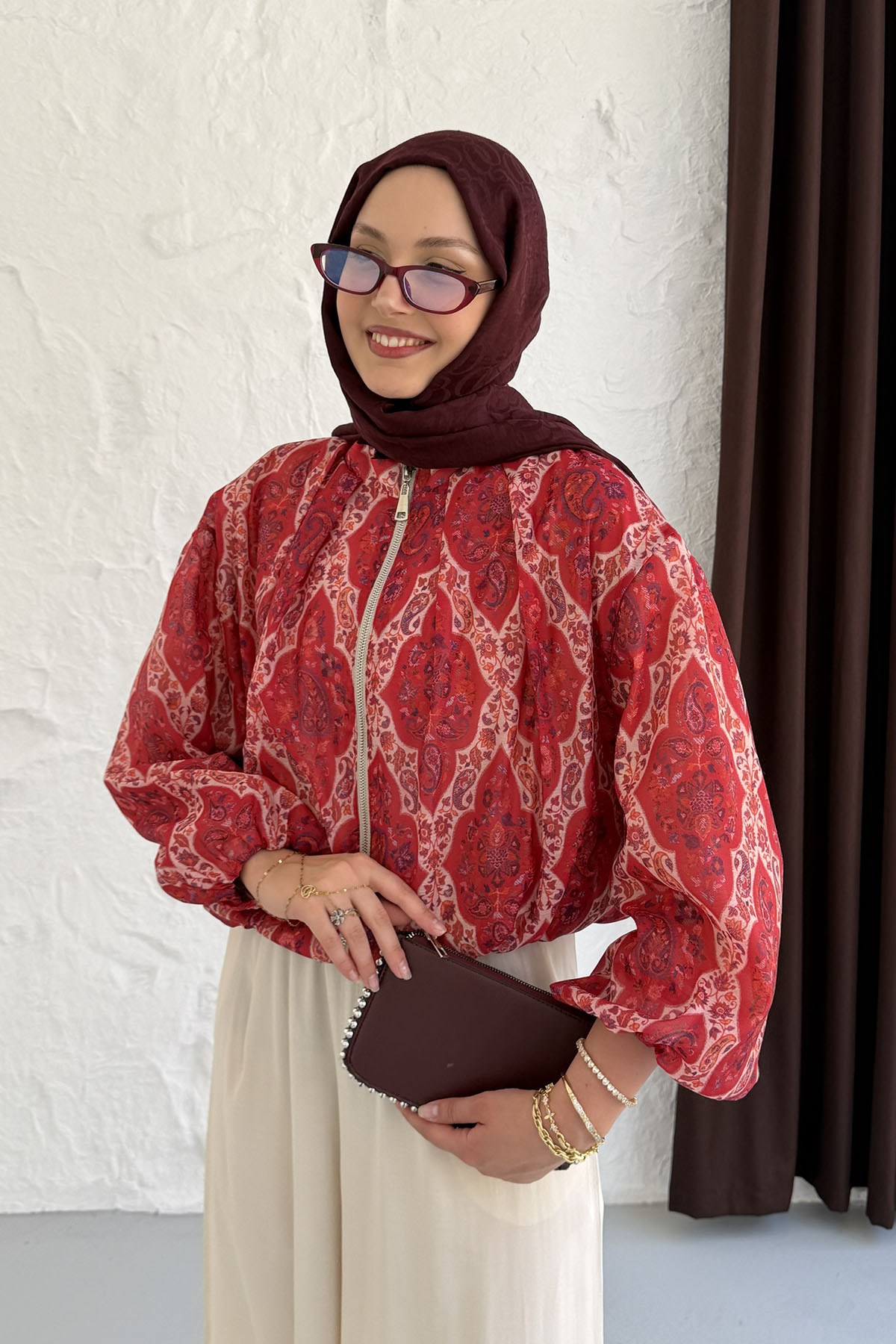 ZR Model Bomber Ceket-BORDO