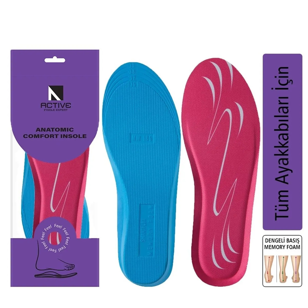 Blue Gel Memory Foam, Darbe Emici, Yumuşak, Kadın Sneaker Tabanlığı 186-MW-