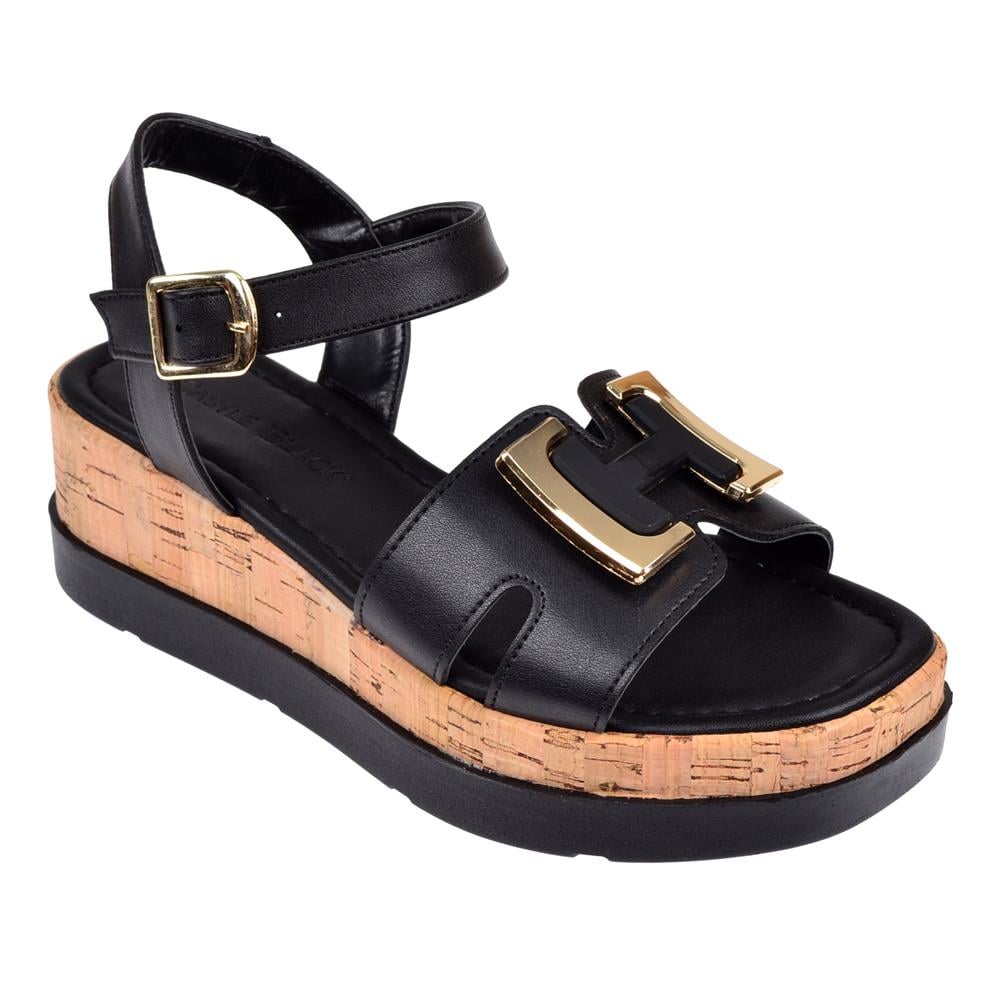 Castle Black Dolgu Taban Kadın Sandalet CB-35182   SİYAH