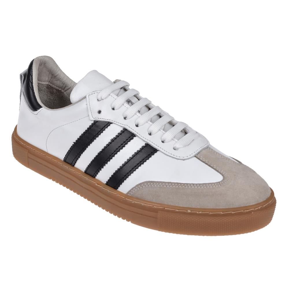 Floor Hakiki Deri Erkek Spor Ayakkabı Sneaker MAK-3030M   BEYAZ SİYAH