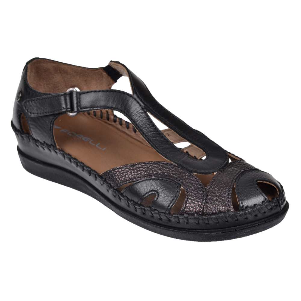 Forelli Hakiki Deri Comfort Kadın Sandalet FOR-22521   SİYAH BASKI