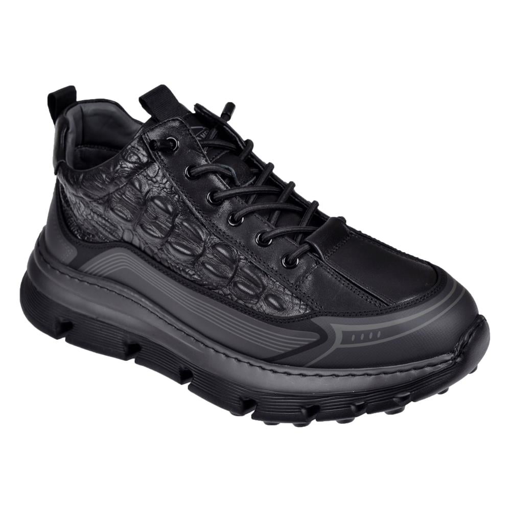 Guja Hakiki Deri Erkek Spor Ayakkabı Sneaker GJ-25K517   SİYAH