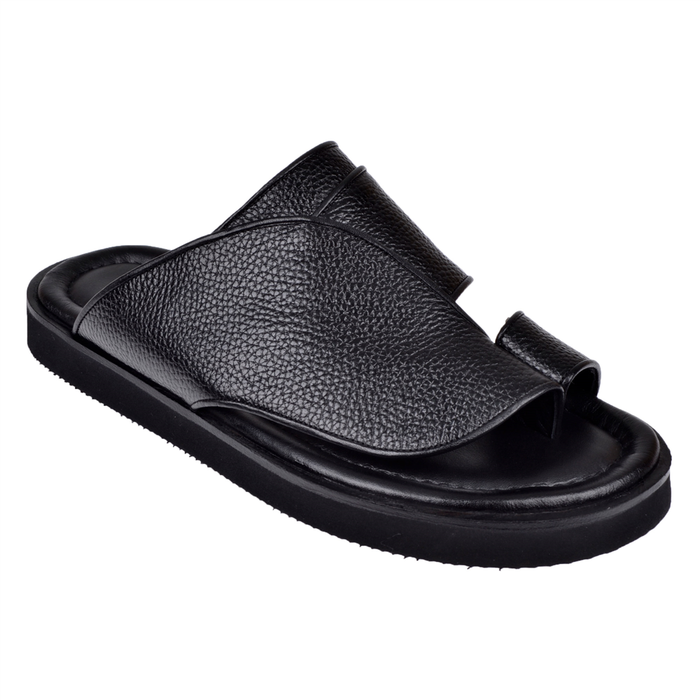 Karayel Hakiki Deri Parmak Arası Erkek Terlik PLM-K001-SİYAH