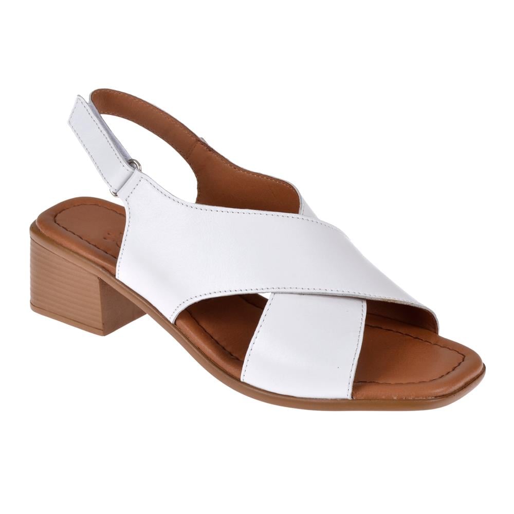 Pullman Hakiki Deri Alçak Topuk Kadın Sandalet MX-1002   BEYAZ