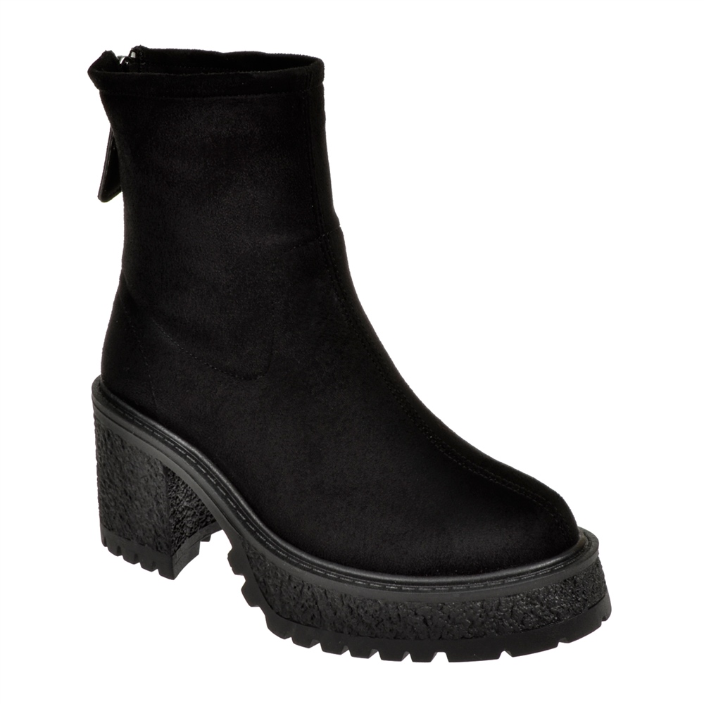 Pullman Likralı Kalın Taban Kadın Bot SMS-6452   SİYAH SÜET