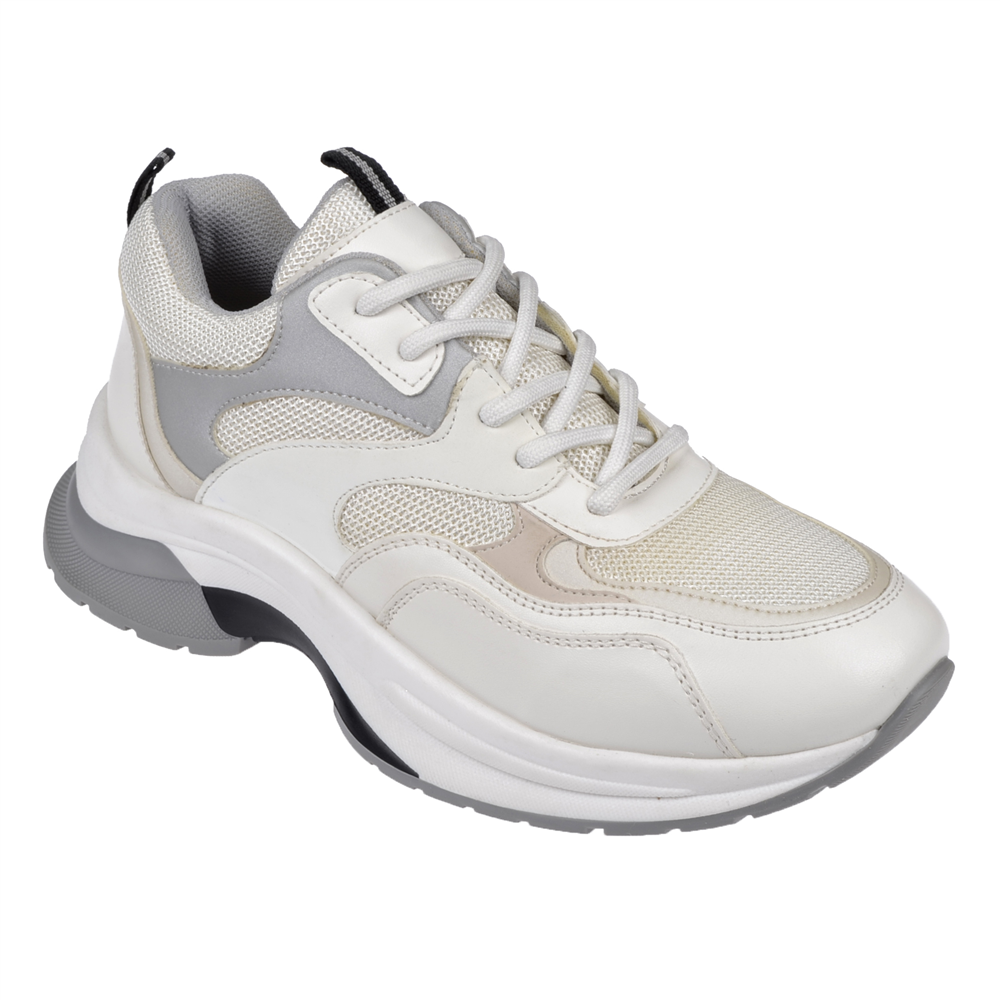 Pullman Simli Kadın Spor Ayakkabı Sneaker SMS-30162   BEYAZ GRİ