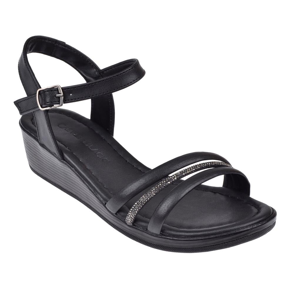 Pullman Taş Detaylı Dolgu Taban Kadın Sandalet SK-35236   SİYAH