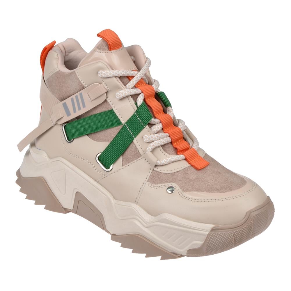 Pullman Uzun Konçlu Kadın Spor Ayakkabı Sneaker SMS-6560   BEJ MULTİ