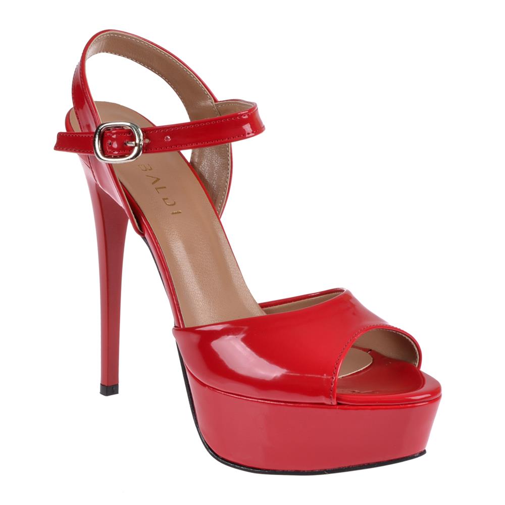 Pullman Yüksek Topuk Platform Taban Kadın Topuklu Ayakkabı PL-2909   KIRMIZI RUGAN