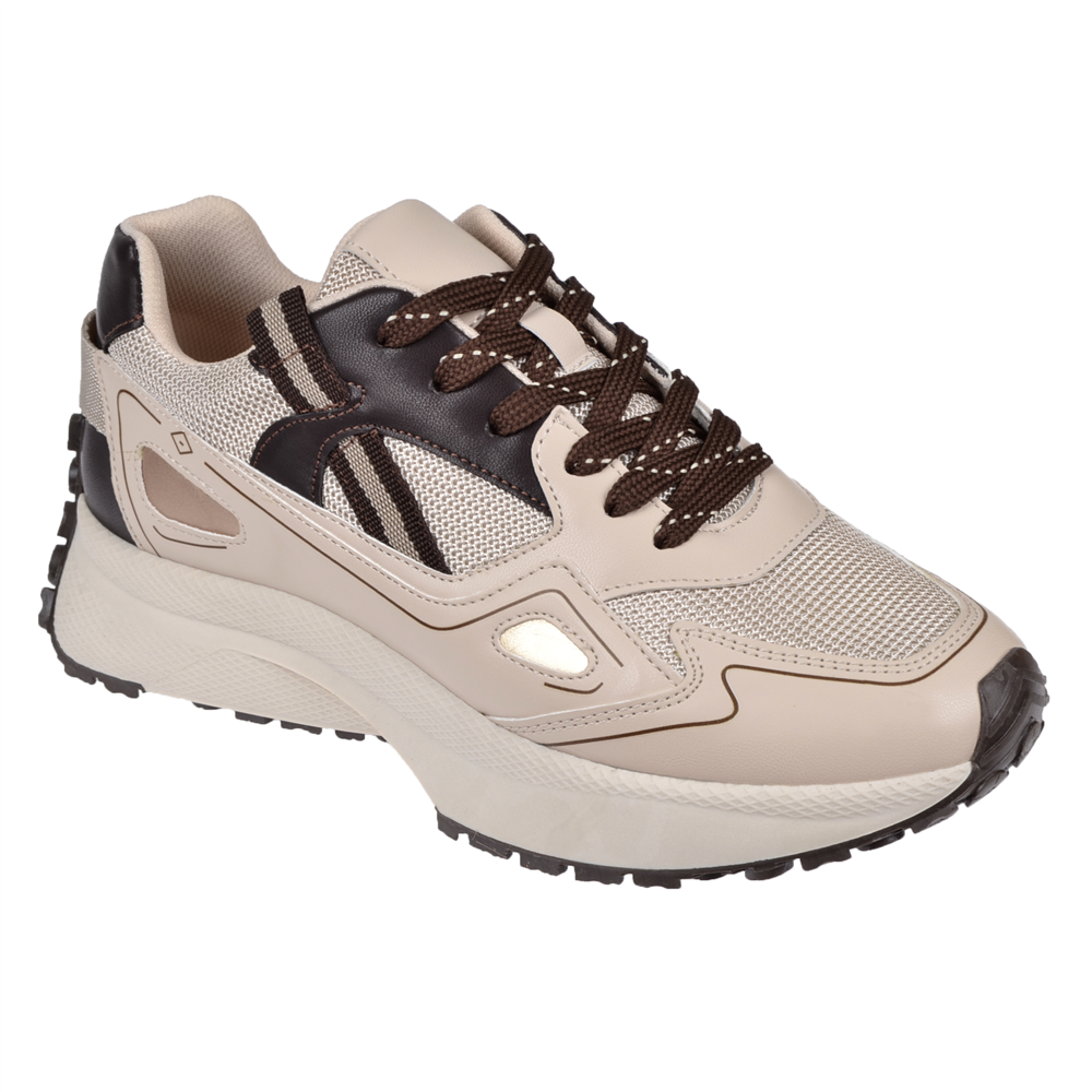 Sms Bağcıklı Kadın Spor Ayakkabı Sneaker SMS-83191   BEJ KAHVE
