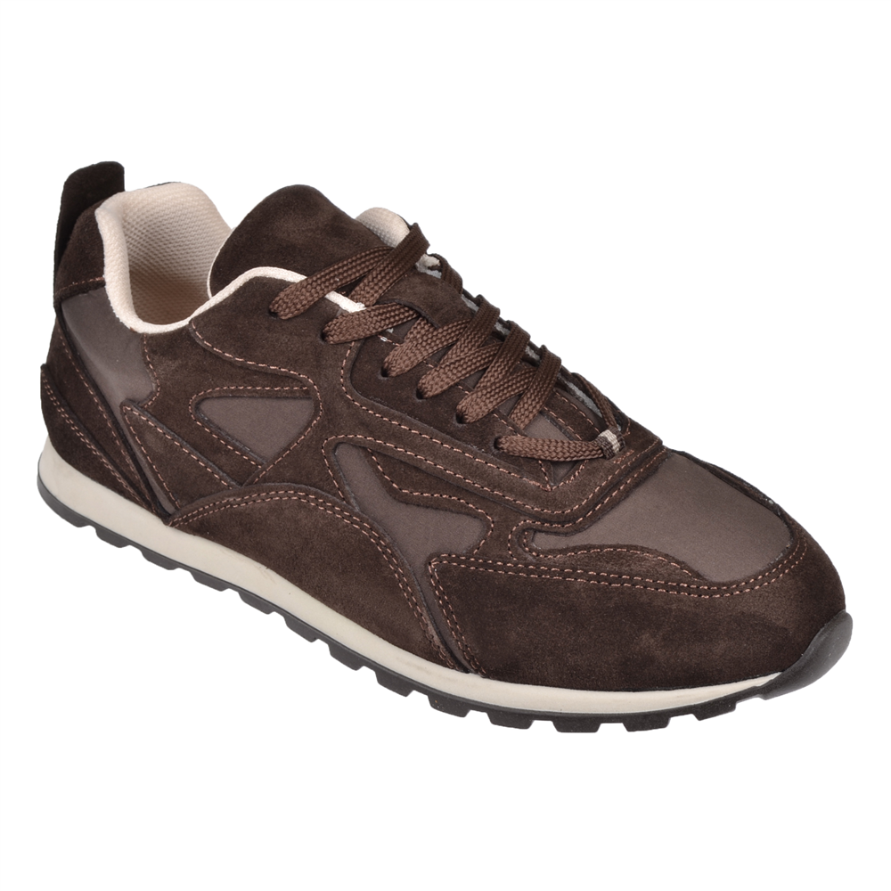 Sms Hakiki Deri Düz  Kadın Spor Ayakkabı Sneaker SMS-84144   KAHVE SÜET