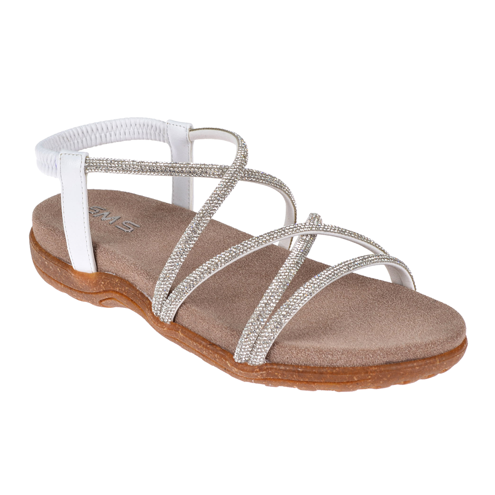 Sms Taşlı Comfort Kadın Sandalet SMS-2546 BEYAZ TAŞLI