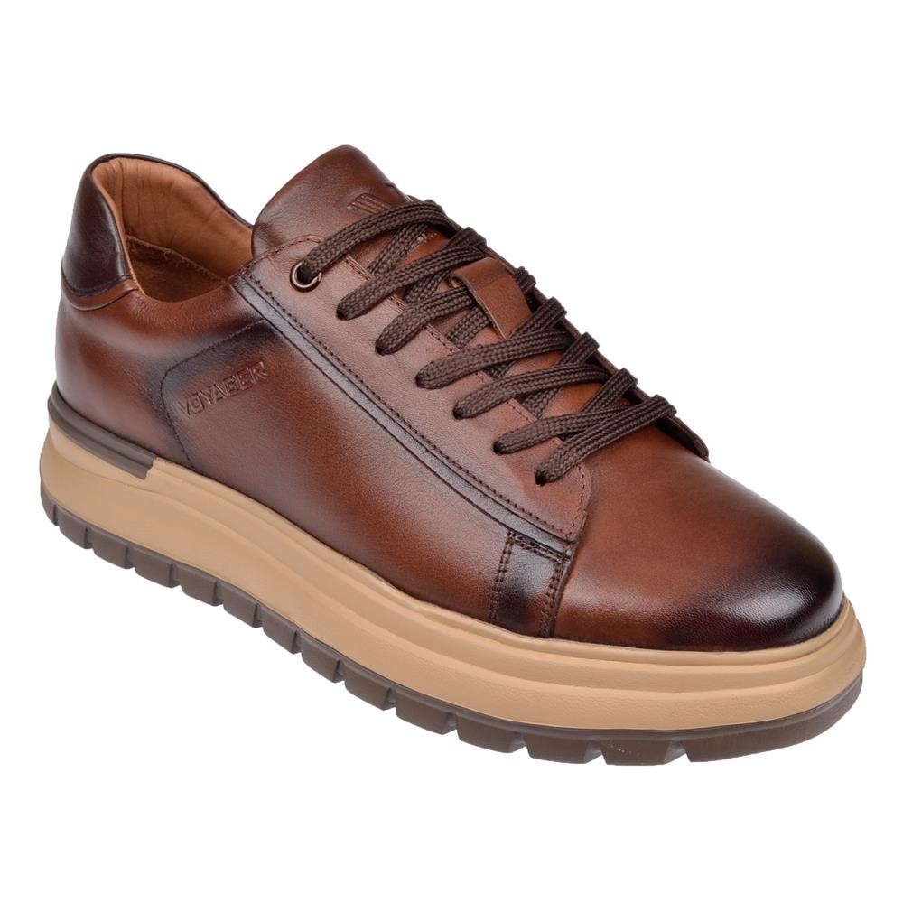 Voyager Hakiki Deri Erkek Spor Ayakkabı Sneaker VOY-387   TABA