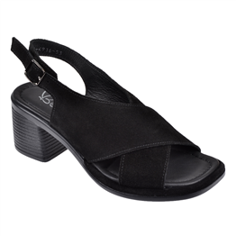 Beety Hakiki Deri 6,5 Cm Topuklu Kadın Sandalet BEE-4916 SİYAH SÜET