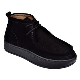 Castle Black Hakiki Deri Bilekte Kadın Bot CB-24620   SİYAH SÜET