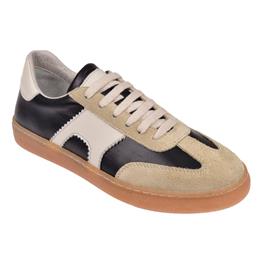 Floor Hakiki Deri Kadın Spor Ayakkabı Sneaker MAK-5120   SİYAH BEJ