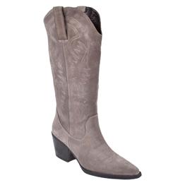 Pullman Hakiki Deri İşlemeli Western Kadın Çizme PLM-011   VİZON SÜET