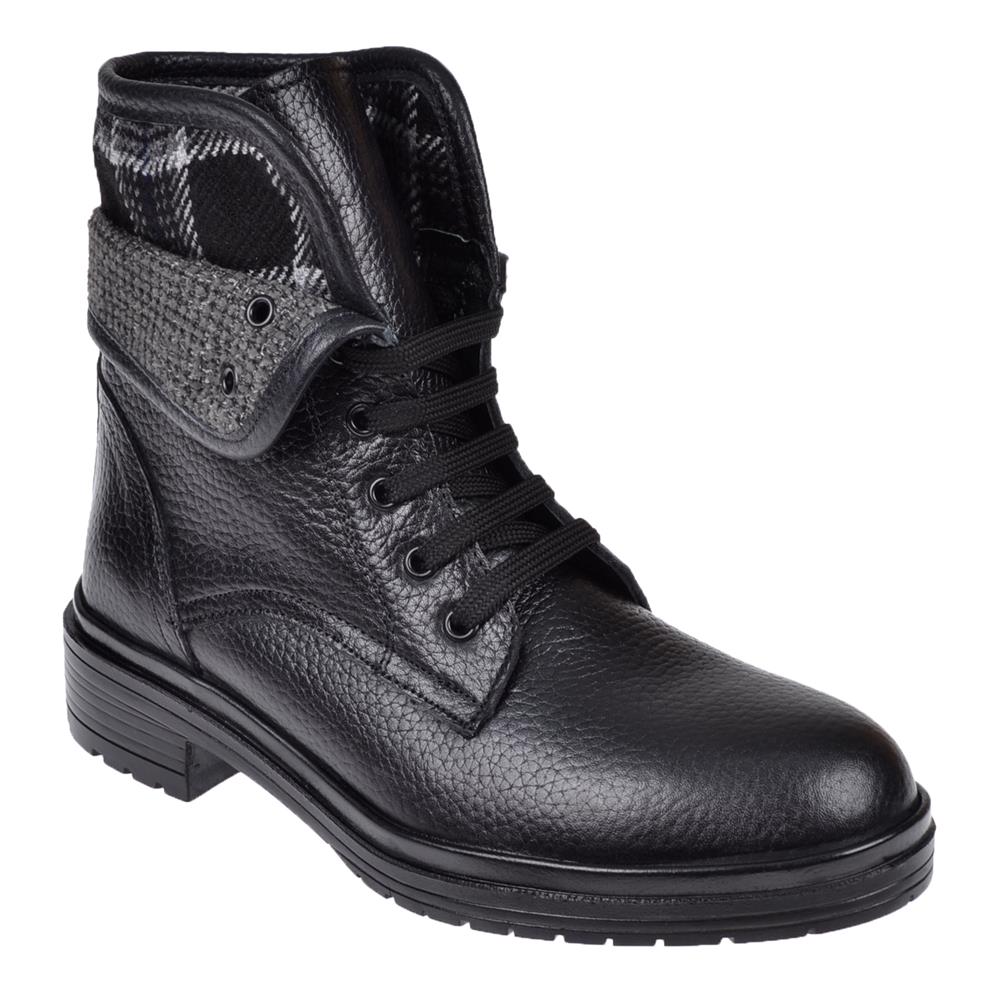 Beety Hakiki Deri Bileği Katlamalı Kadın Bot BEE-2175   SİYAH