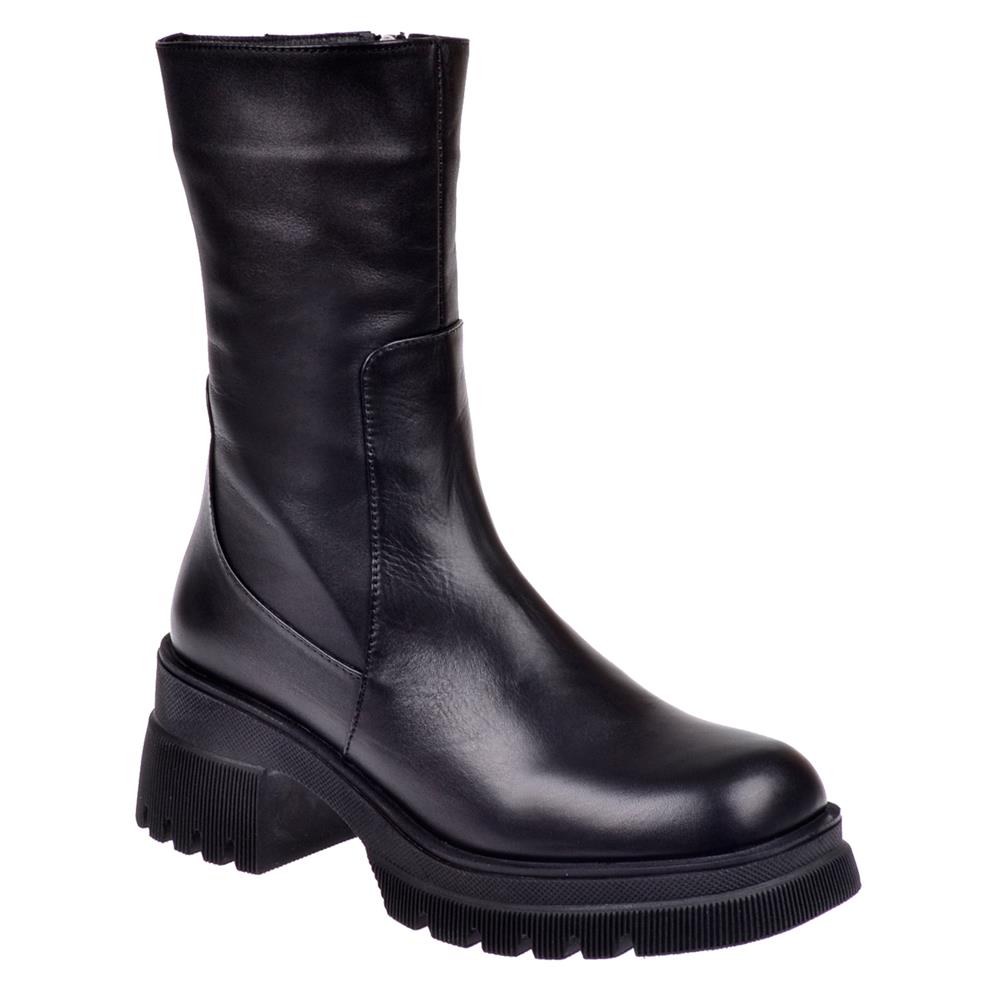 Beety Hakiki Deri Fermuarlı Kadın Bot BEE-2317   SİYAH