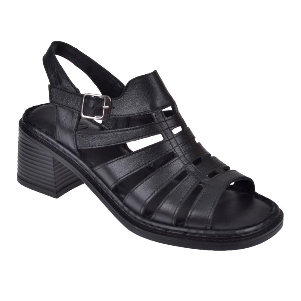 Beety Hakiki Deri Topuklu Kadın Sandalet BEE-937   SİYAH