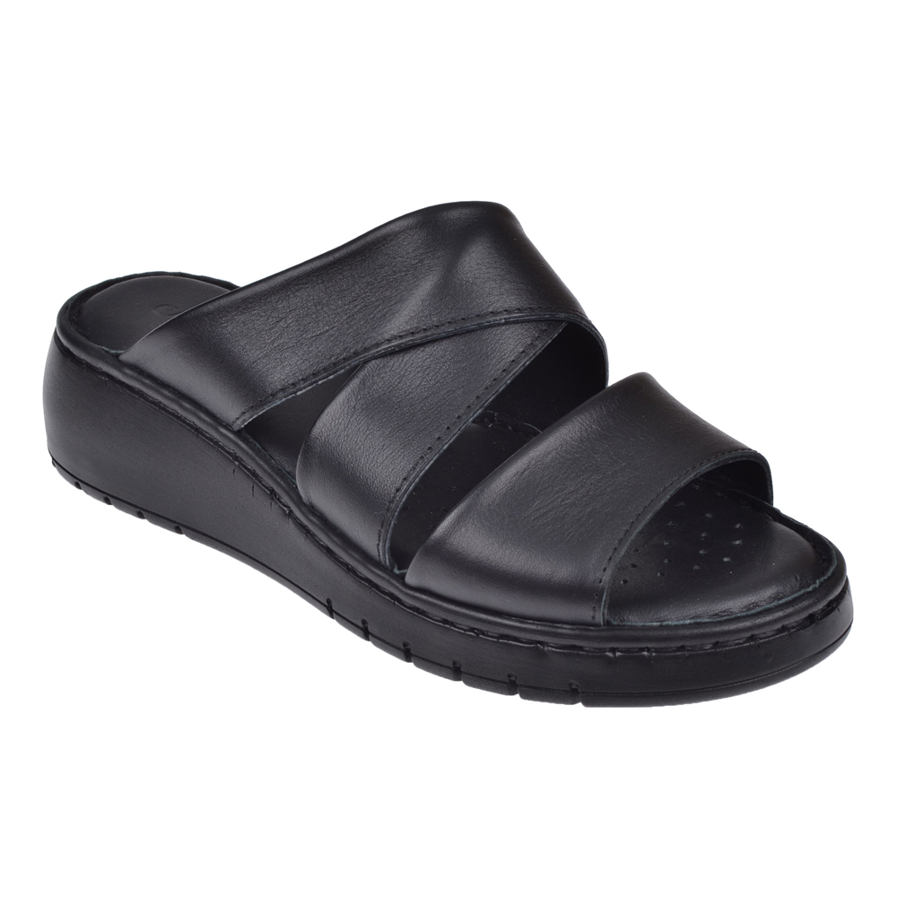 Castle Black Hakiki Deri Comfort Kadın Terlik SK-22356 SİYAH