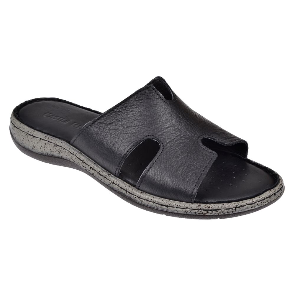 Castle Black Hakiki Deri Comfort Kadın Terlik CB-22404   SİYAH