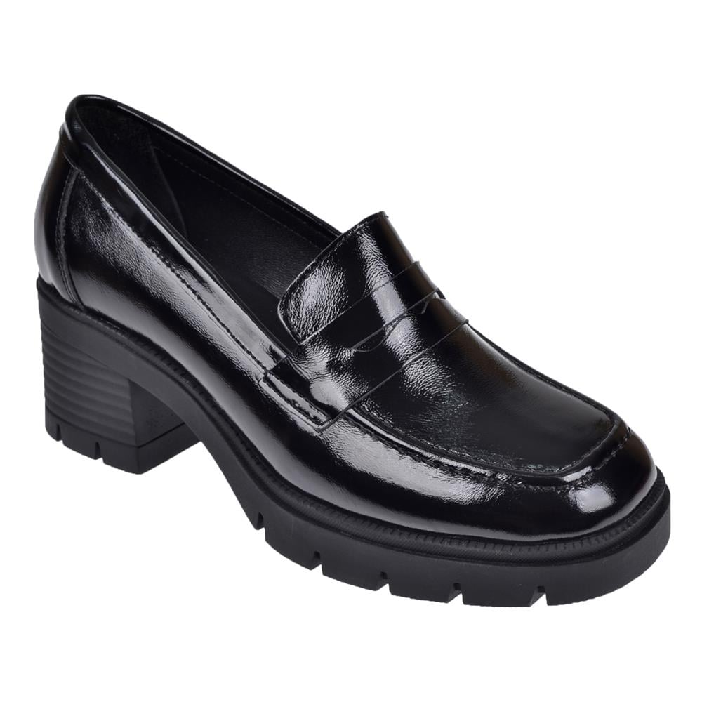 Divadonna Hakiki Deri Kalın Topuklu Makosen Kadın Ayakkabı BL-2632   SİYAH RUGAN