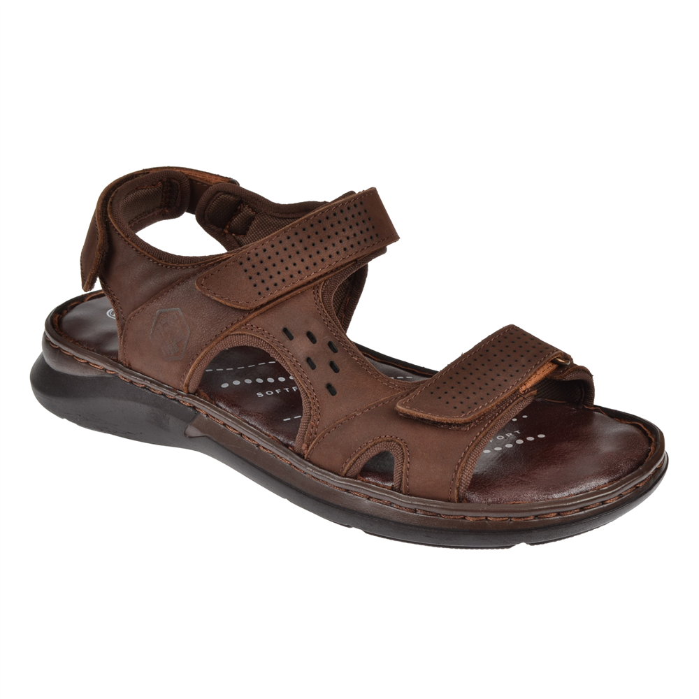 Forelli Hakiki Deri Comfort Cırtlı Erkek Sandalet FOR-40526 KAHVE NUBUK
