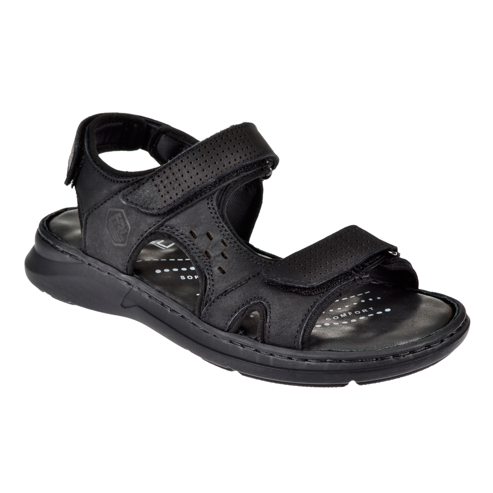 Forelli Hakiki Deri Comfort Cırtlı Erkek Sandalet FOR-40526 SİYAH NUBUK