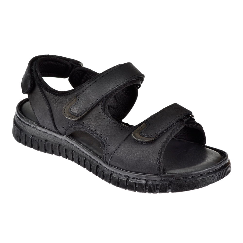 Forelli Hakiki Deri Comfort Cırtlı Kadın Sandalet ARYA FOR-38506 SİYAH NUBUK