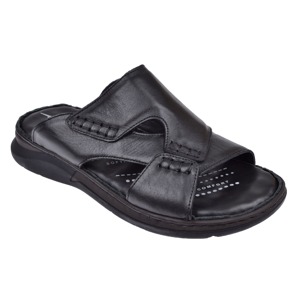 Forelli Hakiki Deri Comfort Erkek Terlik FOR-TUNA SİYAH