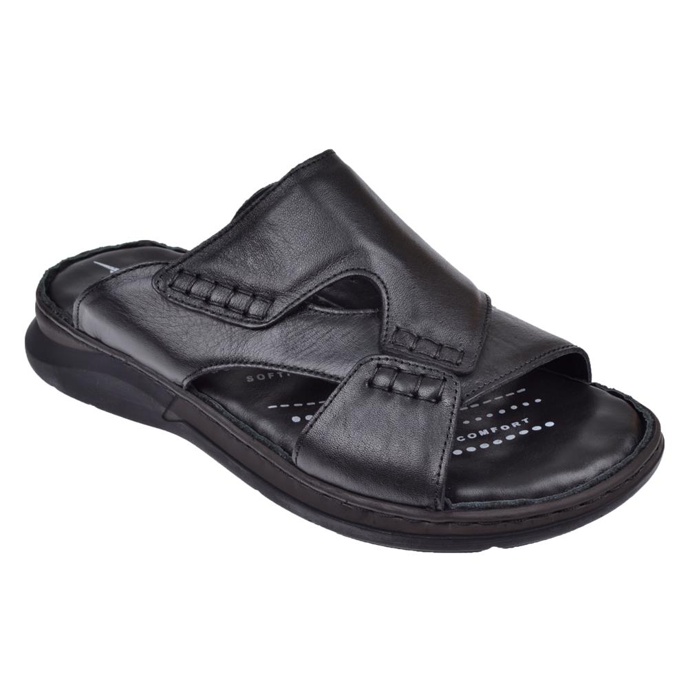 Forelli Hakiki Deri Comfort Erkek Terlik FOR-TUNA   SİYAH