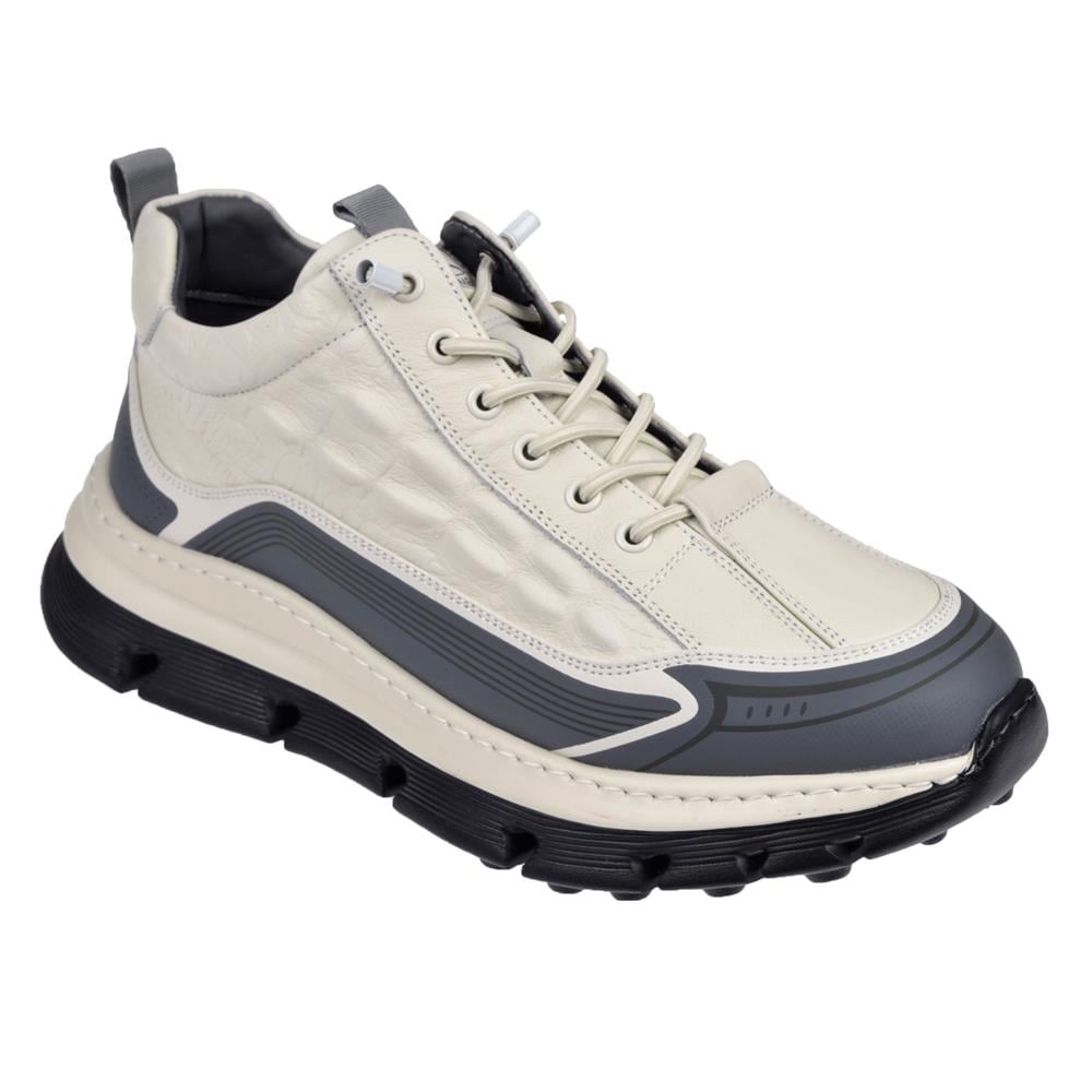 Guja Hakiki Deri Erkek Spor Ayakkabı Sneaker GJ-25K517   BEYAZ
