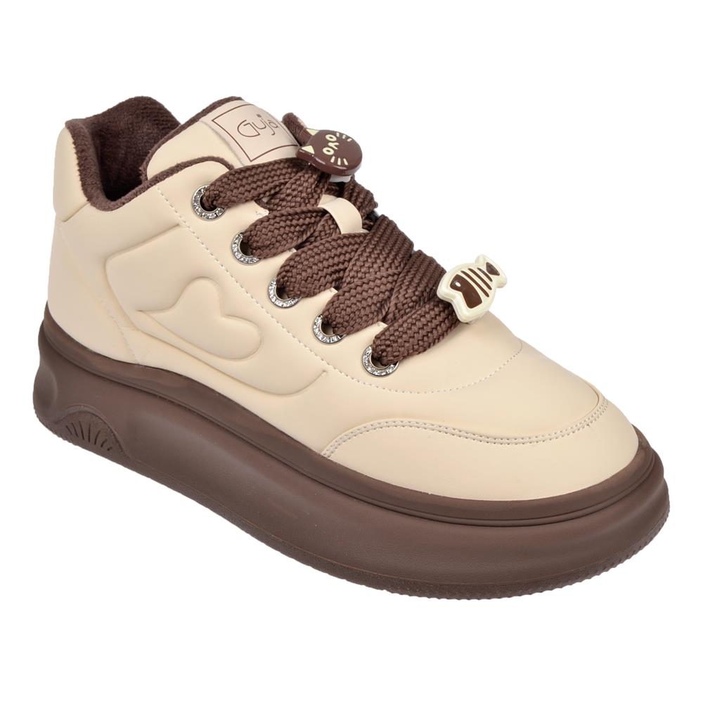 Guja İçi Polar Kadın Spor Ayakkabı Sneaker GJ-25K421   BEJ