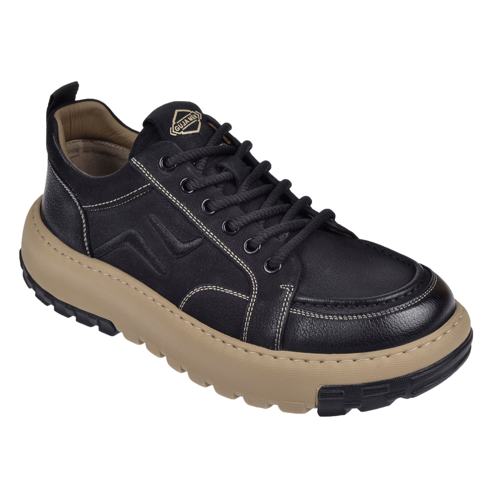 Guja Nubuk Deri Hafif Taban Erkek Spor Ayakkabı Sneaker GJ-25K552 SİYAH NUBUK