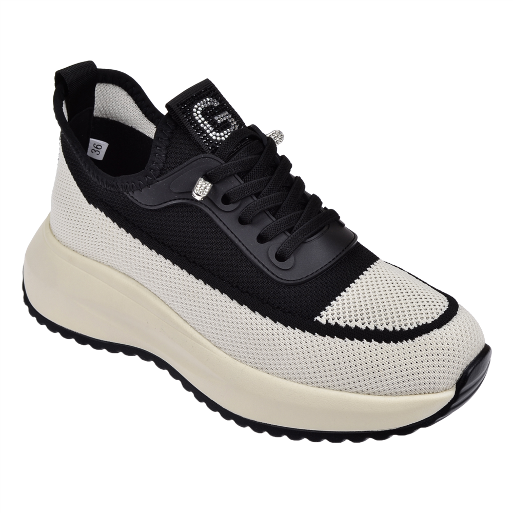 Guja Taş Detaylı Triko Kadın Spor Ayakkabı Sneaker GJ-26Y3012   SİYAH