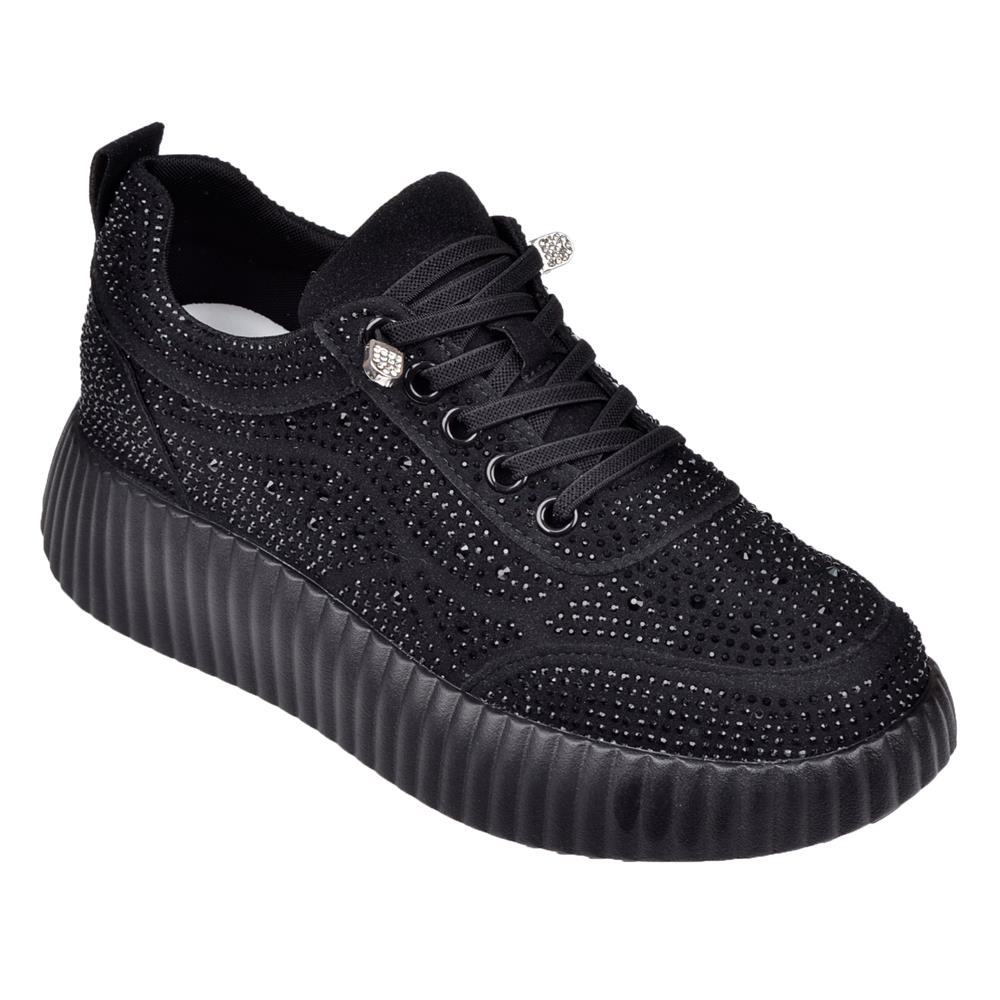 Guja Taşlı Kadın Spor Ayakkanı Sneaker GJ-25K321   SİYAH SÜET