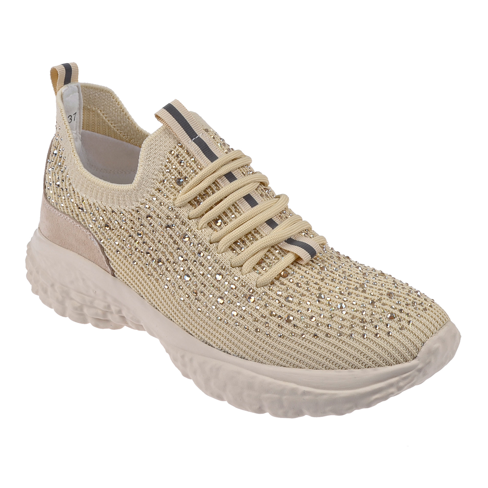 Guja Taşlı Triko Kadın Spor Ayakkabı Sneaker GJ-320 BEJ
