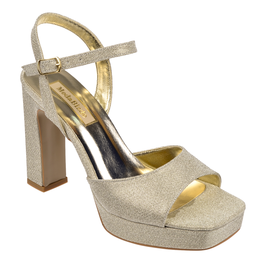 İzlife Platformlu 12 Cm Kalın Topuk Kadın Ayakkabı İZ-1909   DORE SİMLİ