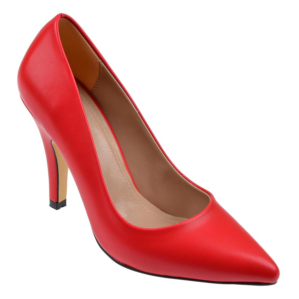 Pullman 10 Cm Topuklu Kadın Ayakkabı Stiletto MAK-437   KIRMIZI