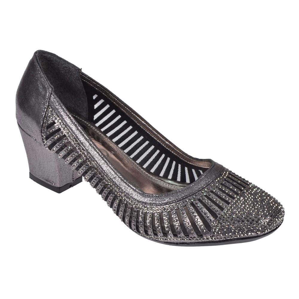 Pullman 6,5 Cm Topuklu Taşlı Kadın Ayakkabı İZ-253   PLATİN TAŞLI