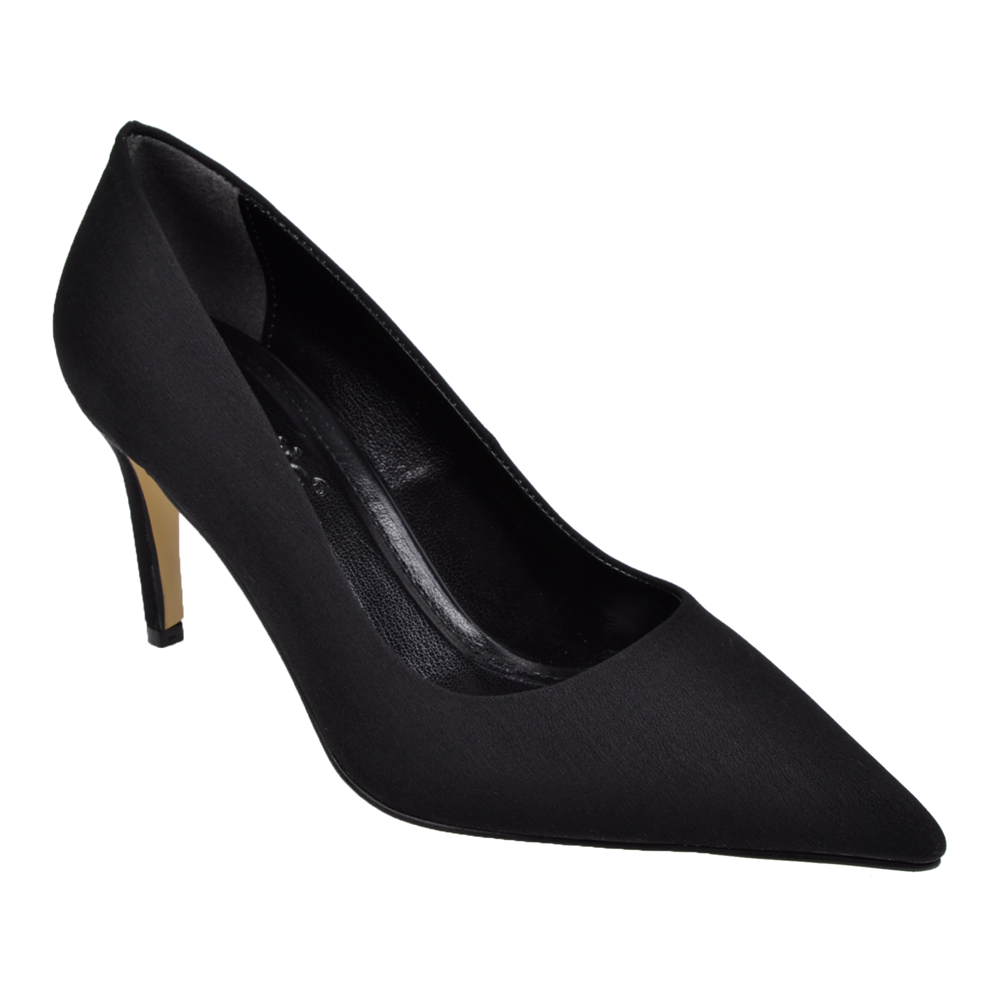 Pullman 8 Cm İnce Topuk Kadın Stiletto PL-89GV   SİYAH SATEN
