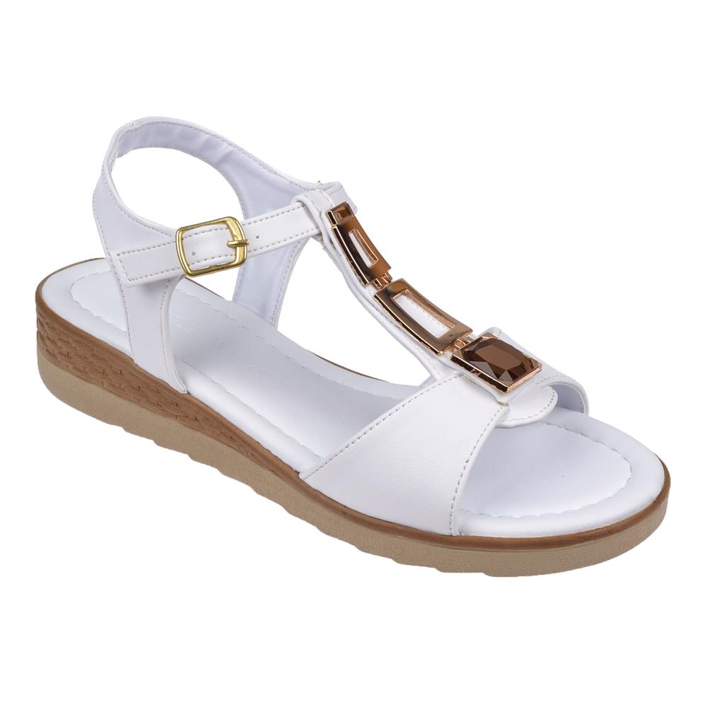 Pullman Alçak Dolgu Topuk Kadın Sandalet SK-35239   BEYAZ