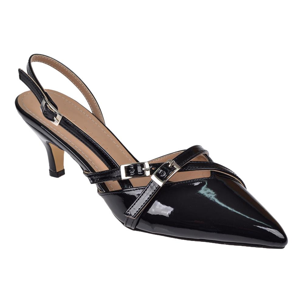 Pullman Arkası Açık 6 Cm Topuklu Kadın Ayakkabı PL-5234   SİYAH RUGAN