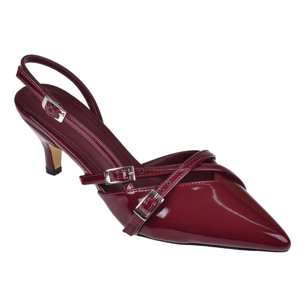 Pullman Arkası Açık 6 Cm Topuklu Kadın Ayakkabı PL-5234   BORDO RUGAN