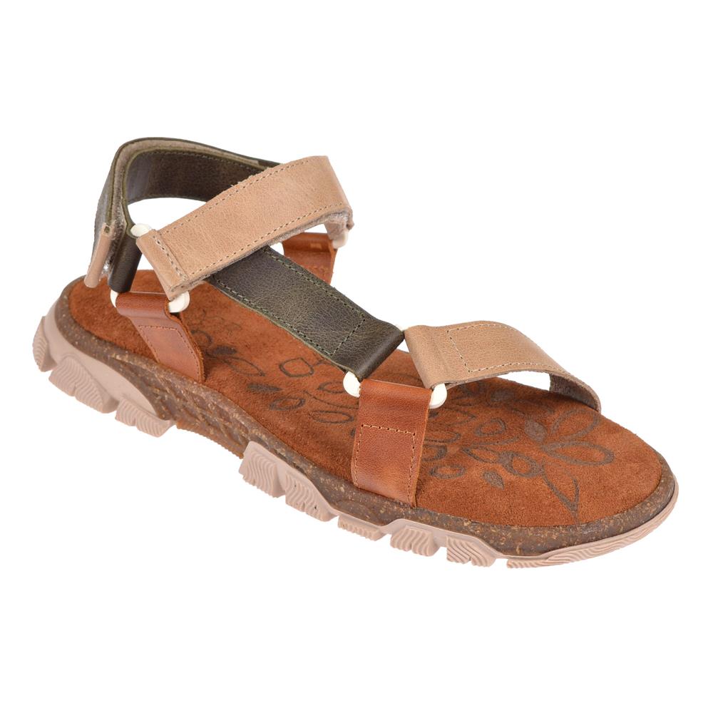 Pullman Deri Cırtlı Kadın Sandalet MAK-175   BEJ MULTİ