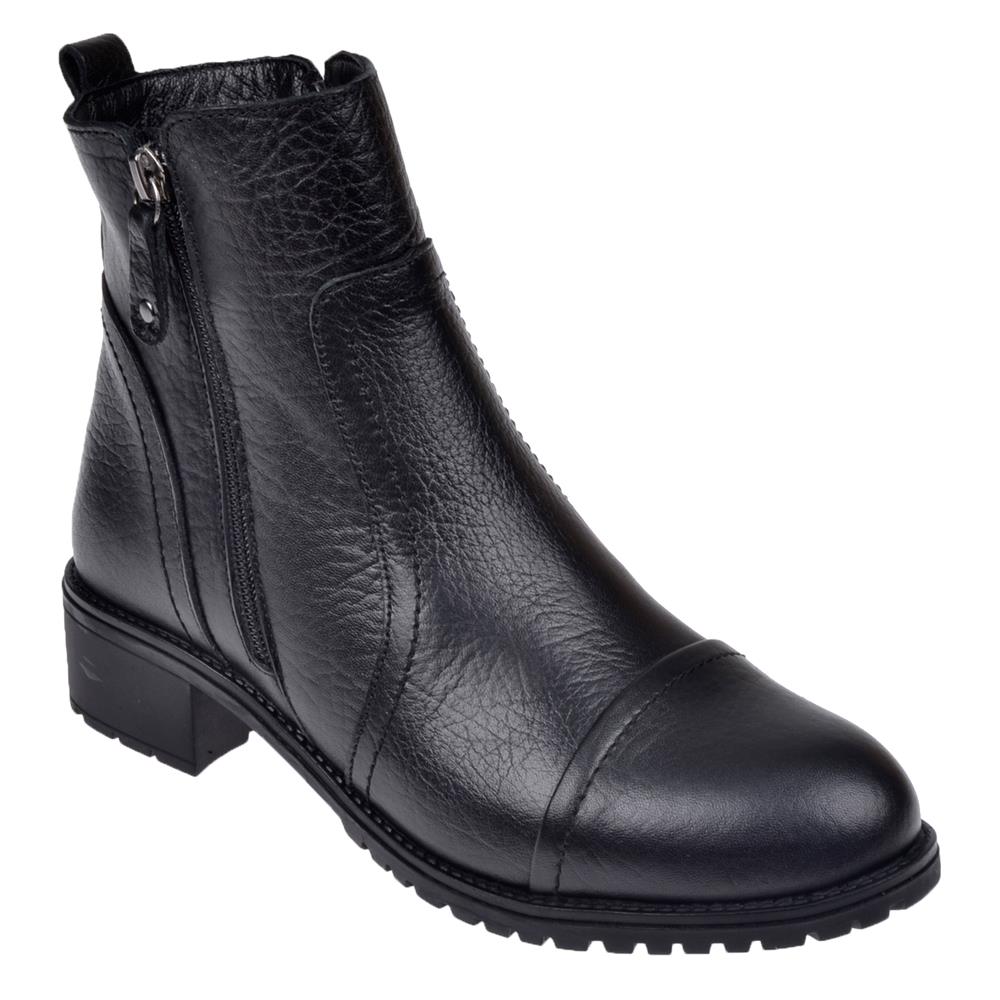 Pullman Hakiki Deri Alçak Topuklu Kadın Bot VOY-7550   SİYAH