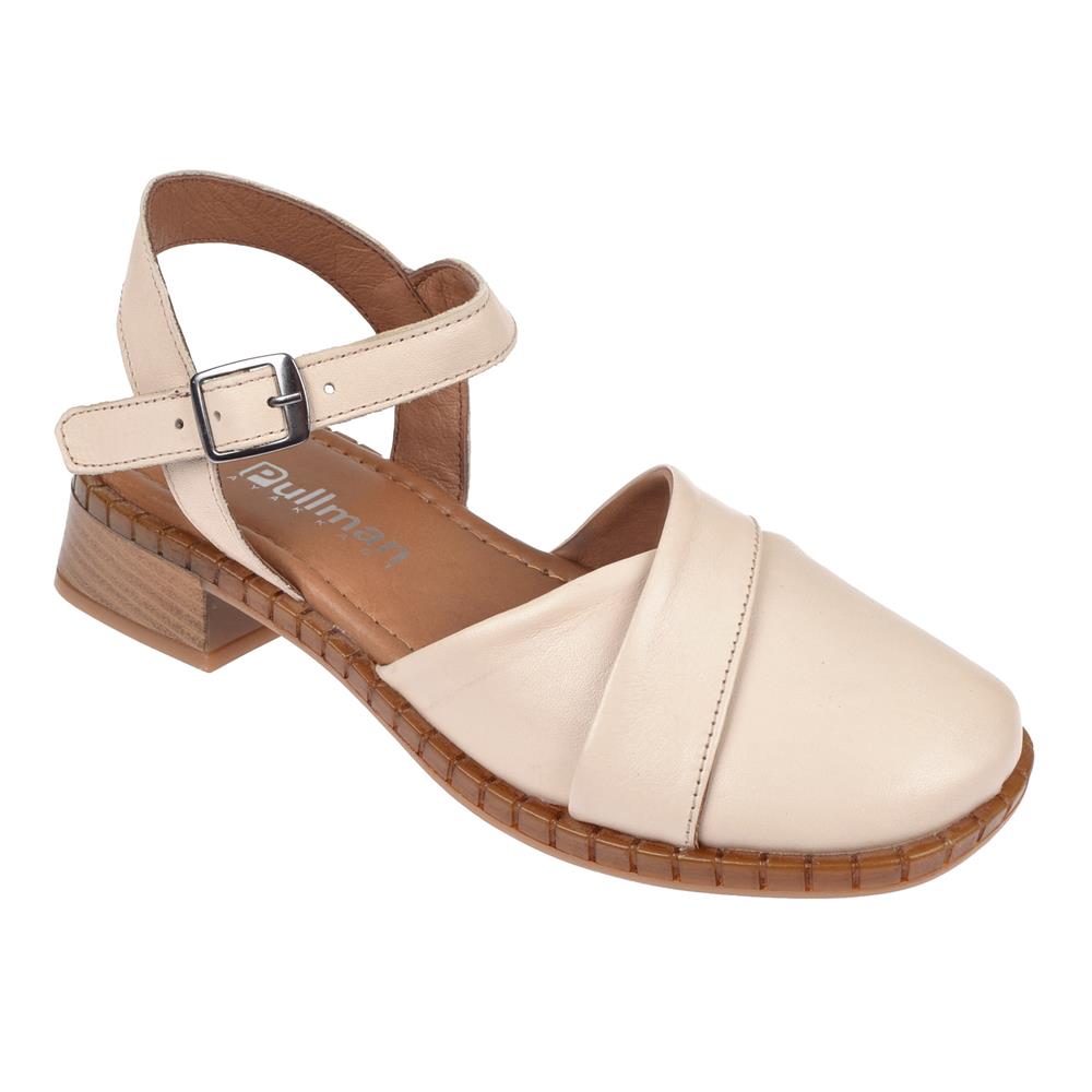 Pullman Hakiki Deri Burnu Kapalı Kadın Sanadalet BEL-040   EKRU