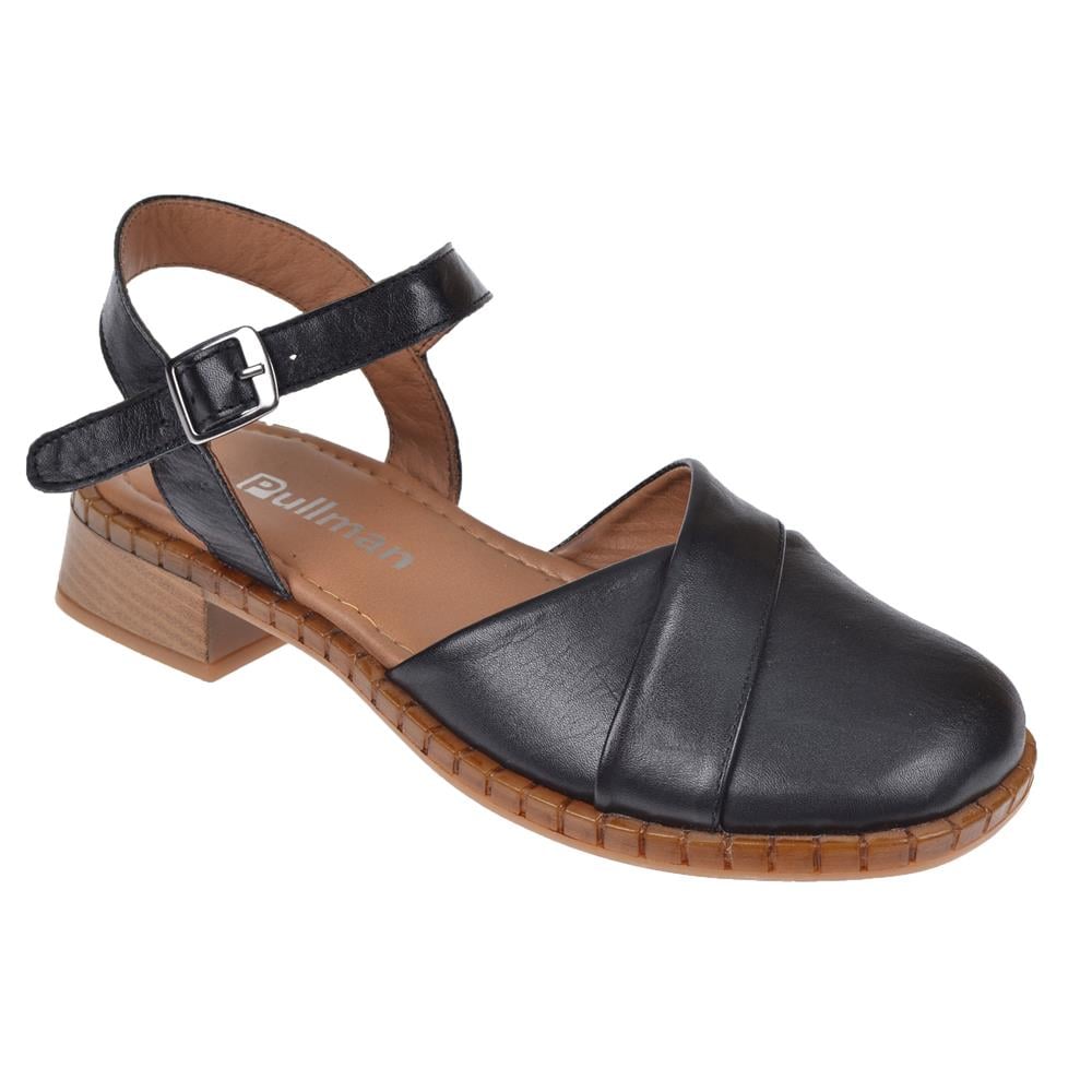 Pullman Hakiki Deri Burnu Kapalı Kadın Sanadalet BEL-040   SİYAH