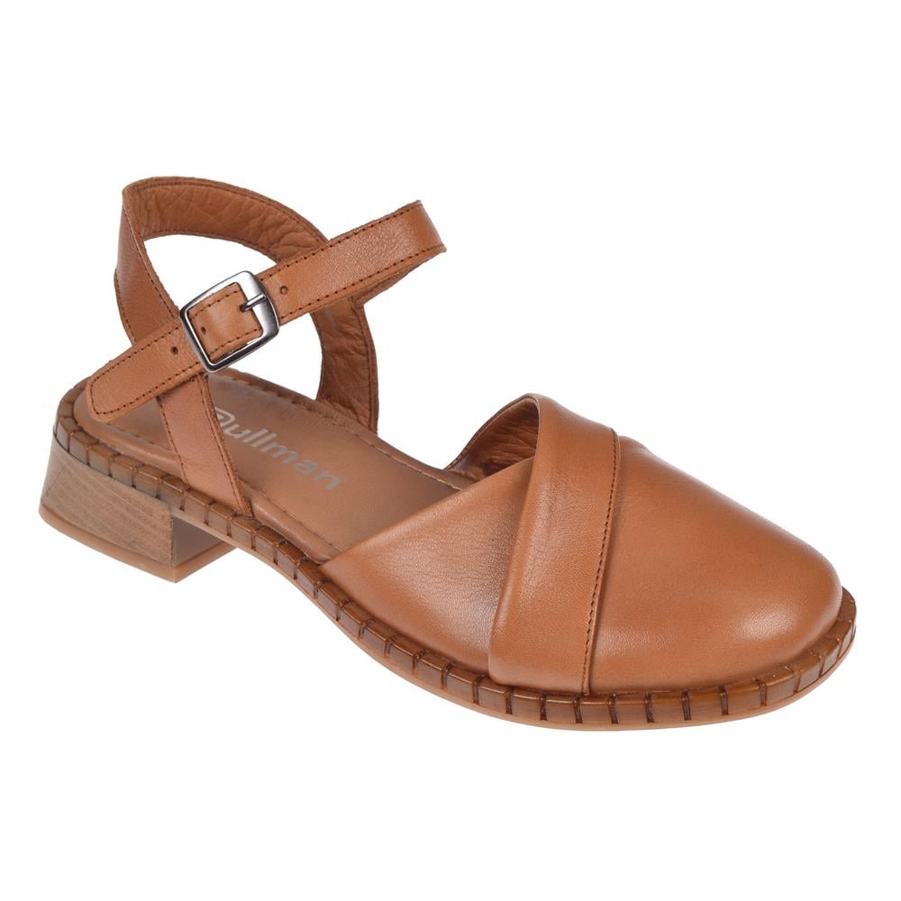 Pullman Hakiki Deri Burnu Kapalı Kadın Sanadalet BEL-040   TABA